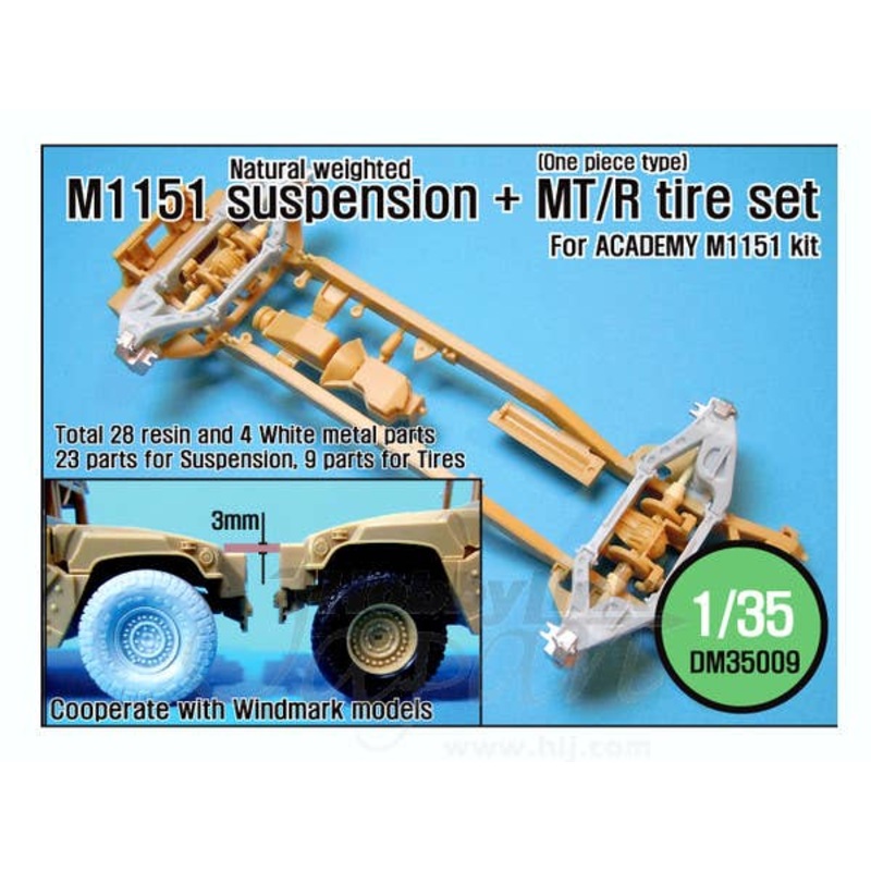 1/35 M1151Natural Weighted Suspension + MT/R Tire Set (One Piece Type) (for Academy)