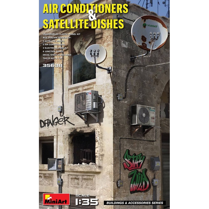 1/35 Outdoor Unit for Air Conditioner And Antenna for Satellite TV Reception
