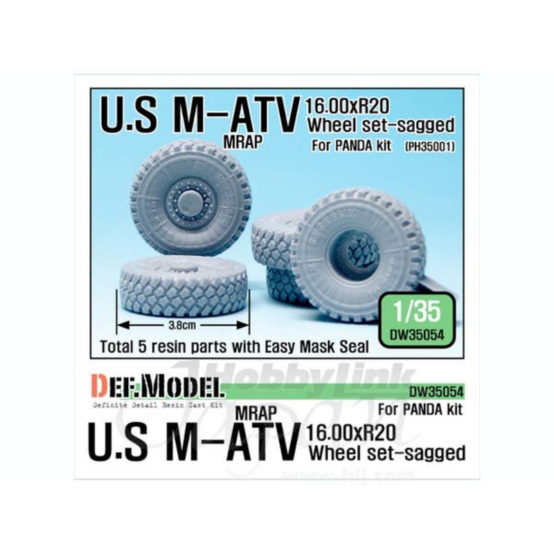 1/35 U.S. M-ATV MRAP 16.00xR20 Sagged Wheel Set (for Panda PH35001)
