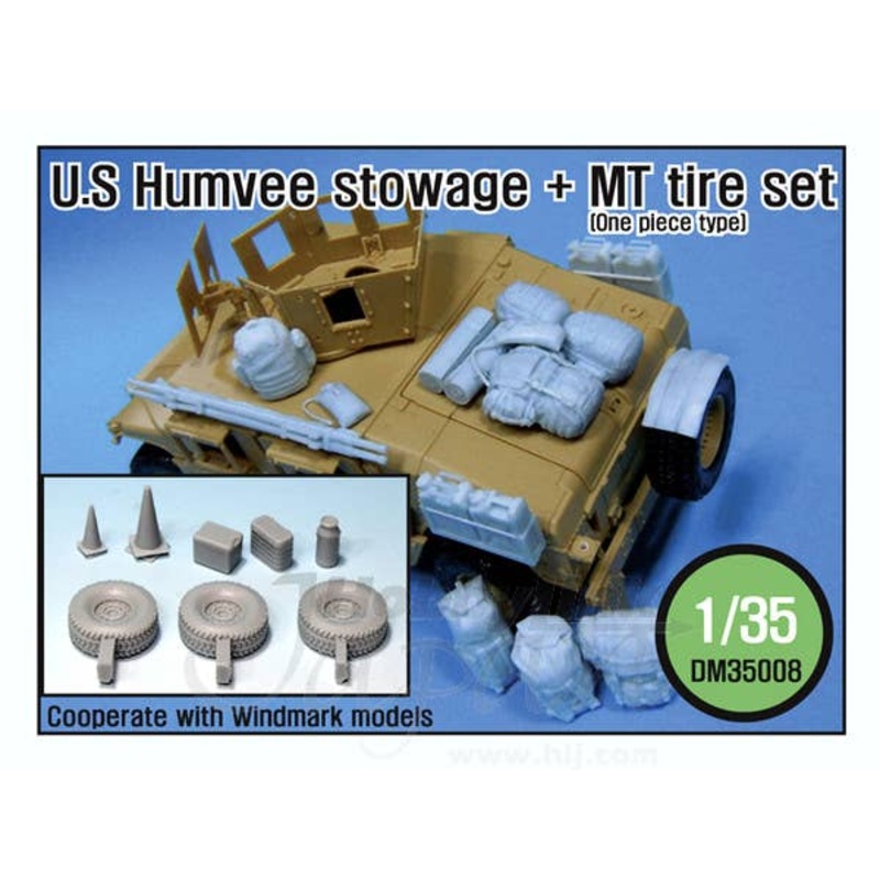 1/35 US Humvee Stowage + MT Tire Set (One Piece Type) (for all Humvees)