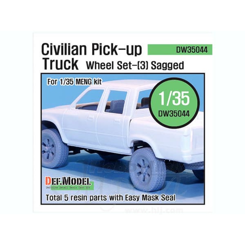1/35 Civilian Pick Up Truck Sagged Wheel Set #3 (Meng)