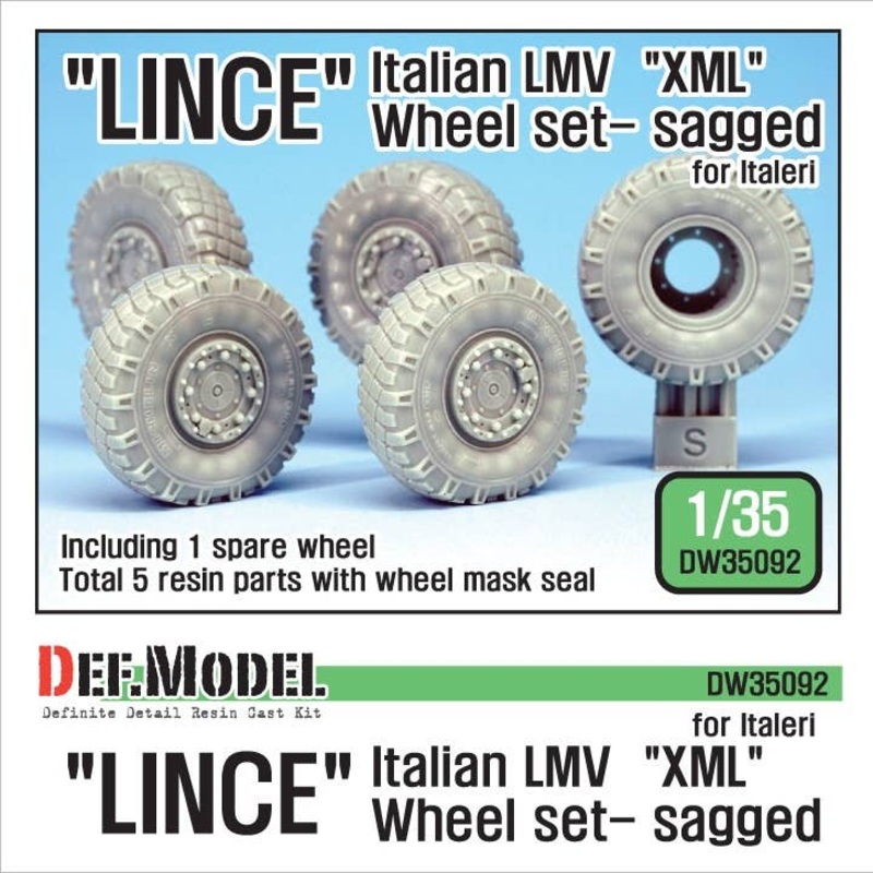 1/35 Italian LMV Lince XML Sagged Wheel Set for Italeri