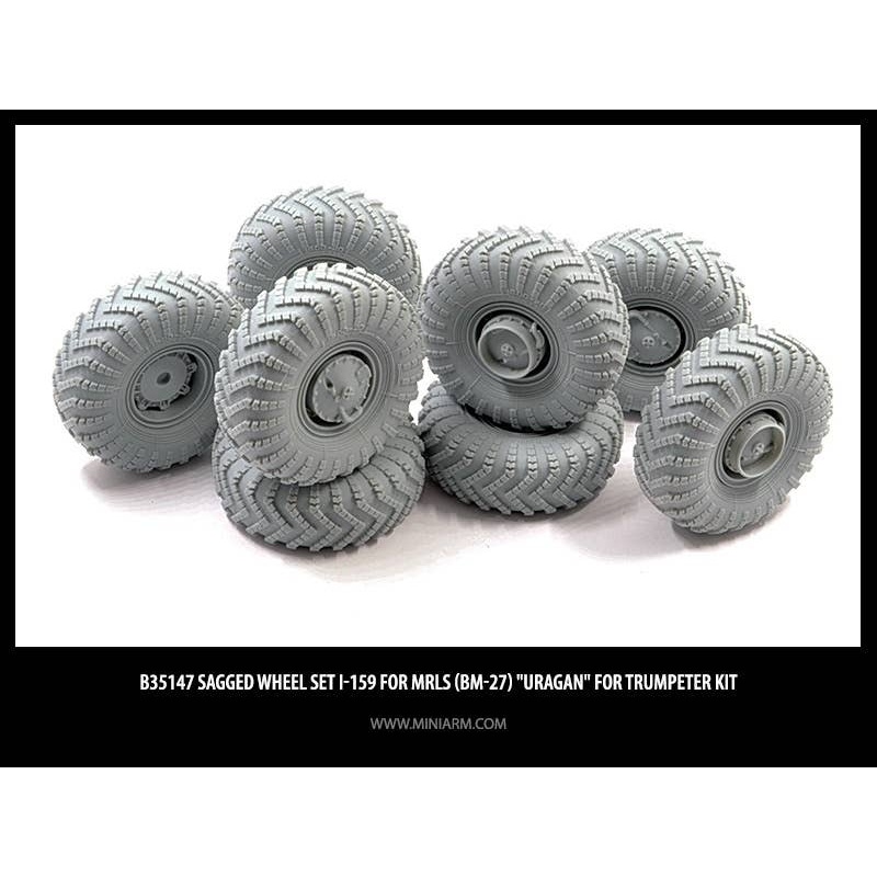 1/35 Sagged Wheel Set I-159 for MRLS (BM-27) Uragan (for Trumpeter)