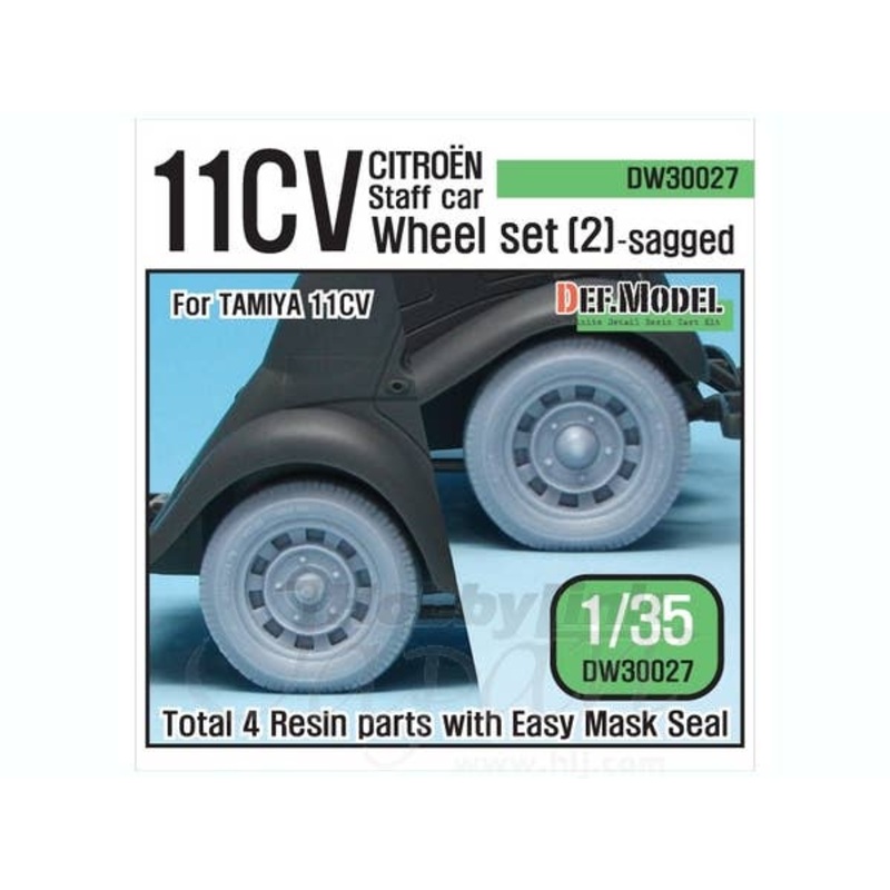 1/35 WWII 11CV Citroen Staff Car Sagged Wheel Set #2 (for Tamiya)