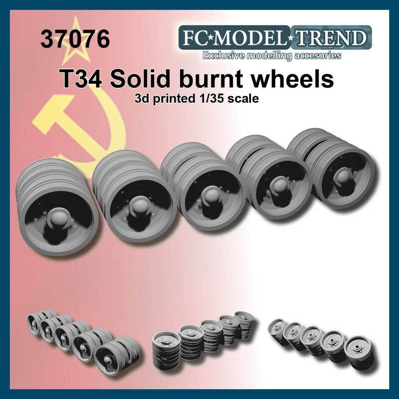 1/35 WWII Russian / Soviet T-34 Tank Burnt out Dish Wheel Set (1 Car)