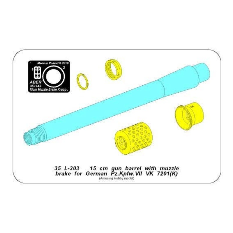 1/35 150mm Barrel with Muzzle Brake for German Pz.Kpfw. VII VK 7201 (K) (for Amusing Hobby)