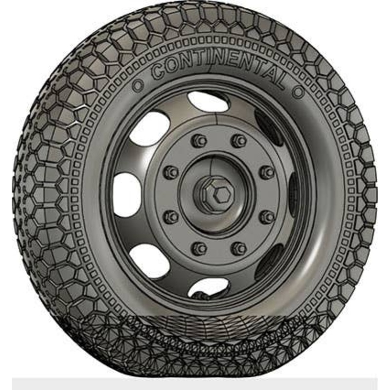 1/35 3t 4x2 Truck Late Model Wheel Set (Self-Weight Deformable Tires) For Company D, Hexagonal Tread