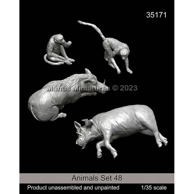 1/35 Animal Set 48 Long-tailed monkey / Warthog