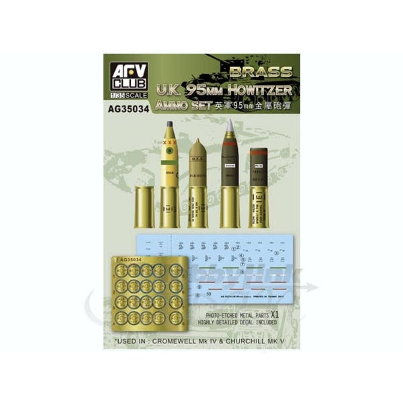 1/35 Brass U.K. 95mm Howitzer Ammo Set