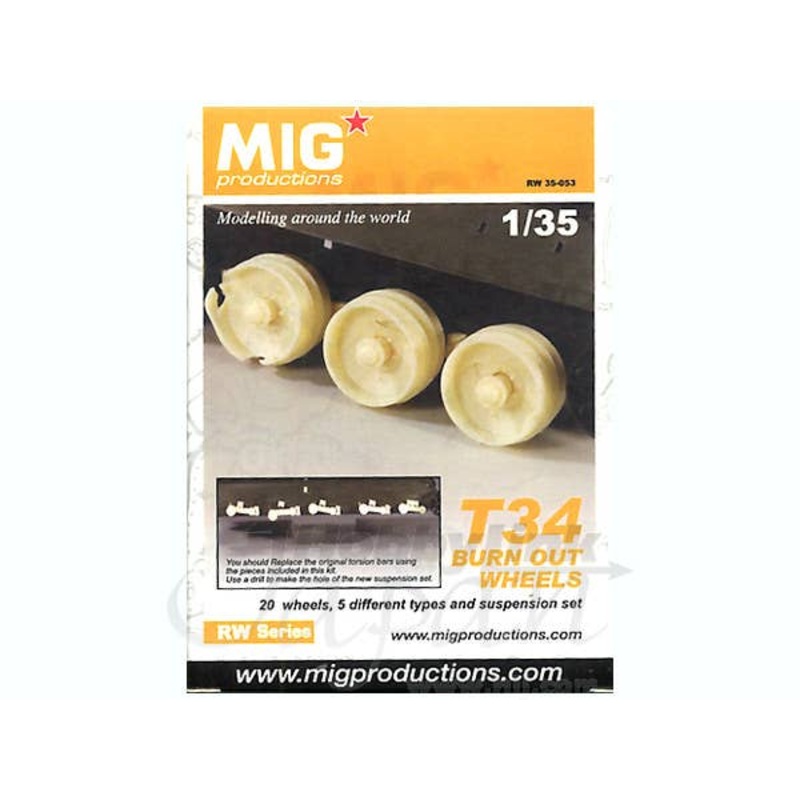 1/35 T34 Burnt Out Wheels (20 Wheels & Suspension Set)