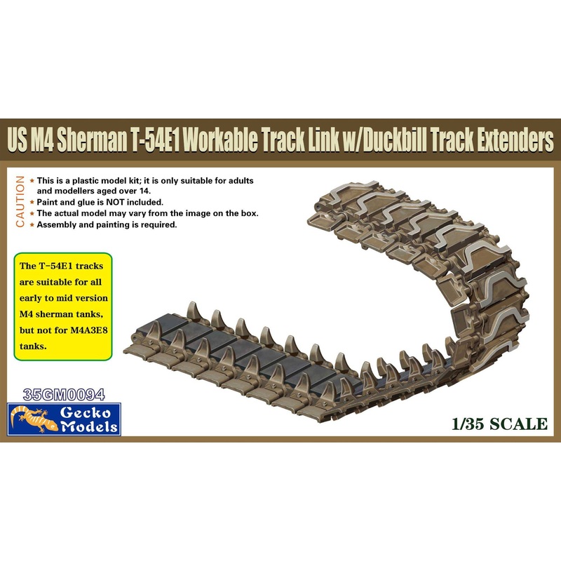 1/35 US M4 Sherman T-54E1 Workable Track Link w/Duckbill Track Extenders