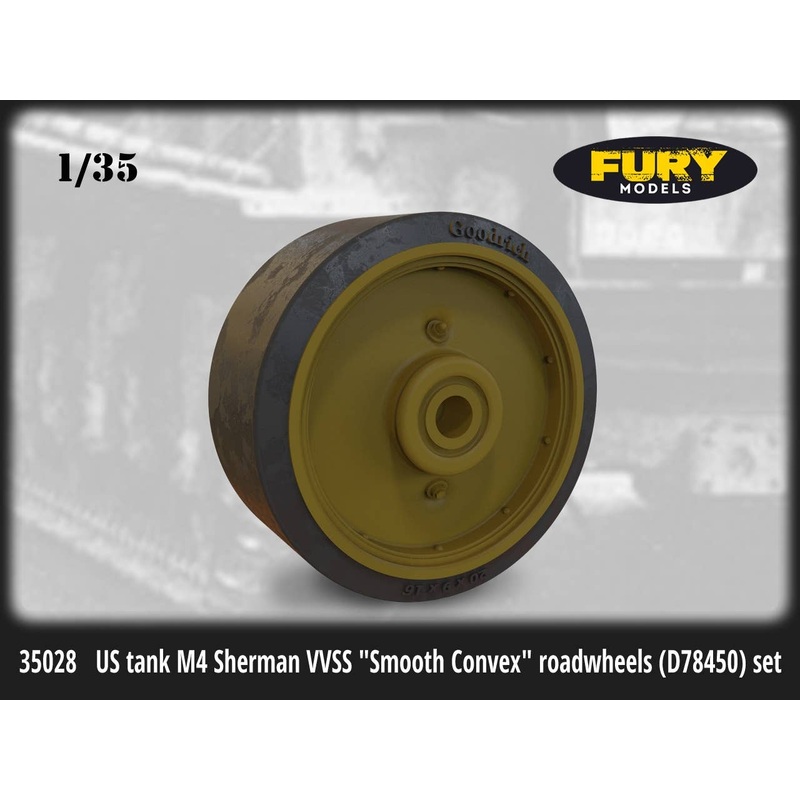 1/35 US Tank M4 Sherman VVSS Smooth Convex Roadwheels (D78450) Set