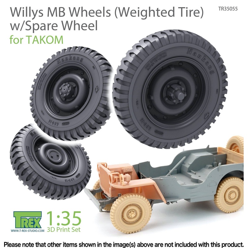 1/35 Willys MB Self-weight Deformed Tire Set / with Spare Tire For Takom