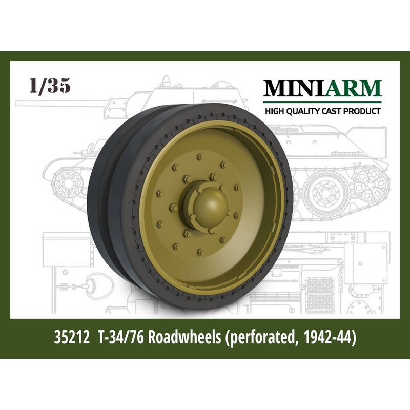 1/35 WW.II Russia / USSR Press Wheel Set with Perforated Tires Without Slid for T-34/76 1941-44 (for Zvezda/Dragon/Miniart)