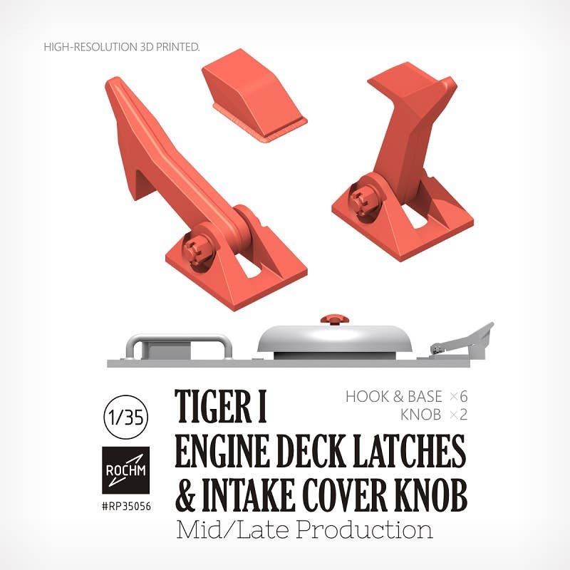 1/35 WWII German Tiger I Heavy Tank Mid/Late Engine Room Hatch Stopper Hook/Intake Cover Knob Set