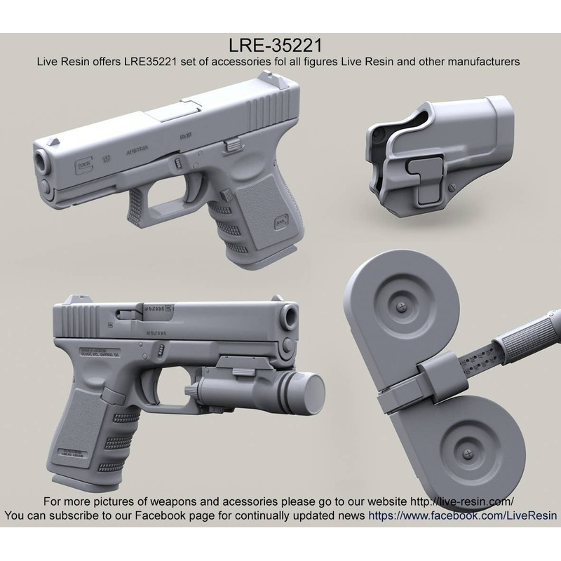 1/35 Glock 19 Pistol & Glock 19 w/SureFire X300 Ultra LED Weapon Light
