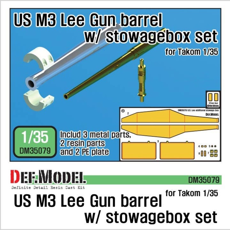 1/35 US M3 Lee/Grant Gun barrel w/additional toolbox set for Takom