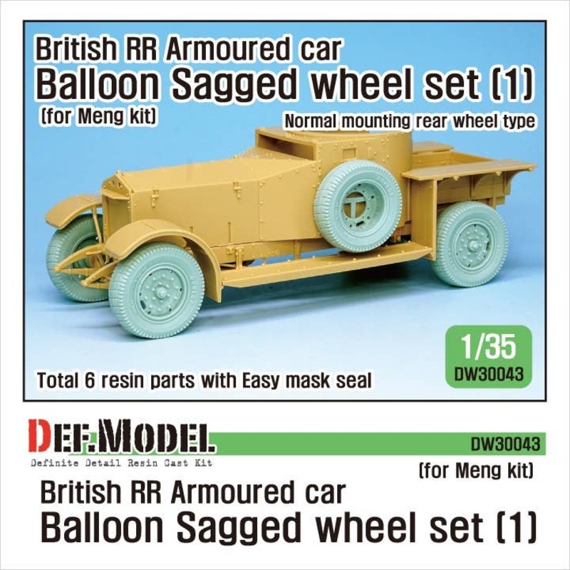 British RR Armoured Car Balloon Sagged Wheel Set Early (for Meng 1/35)
