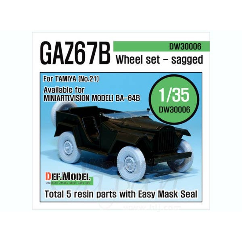 1/35 GAZ67B Russian Field Car Wheel Set Sagged (for Tamiya)