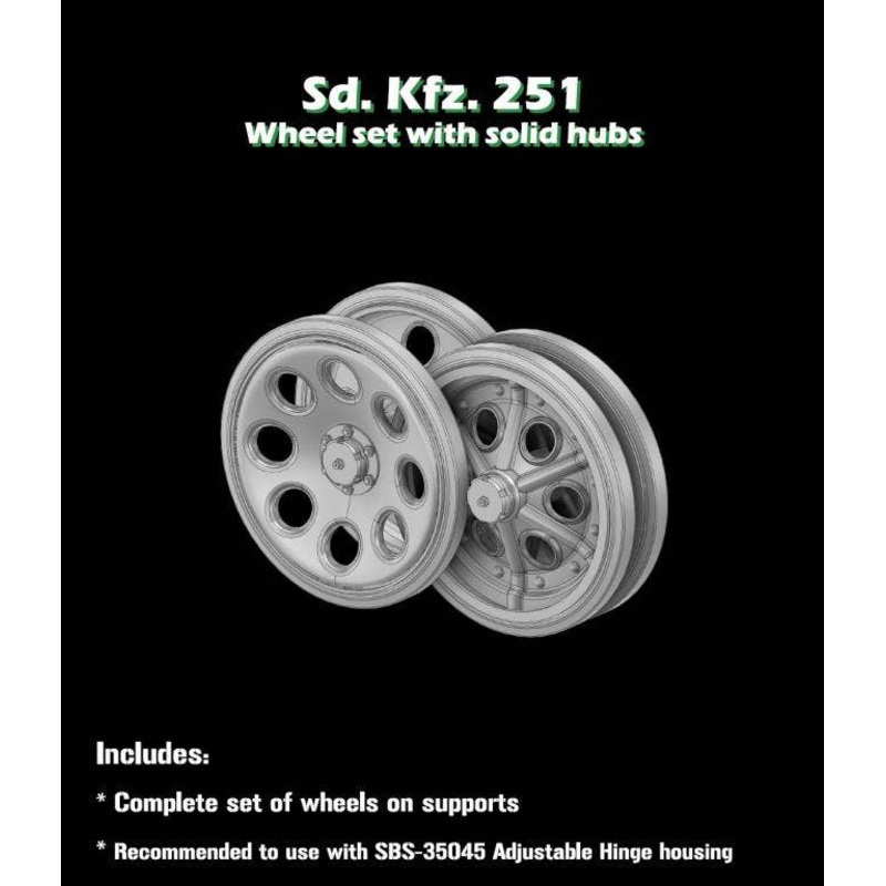 1/35 Sd.Kfz 251. roadwheel set with solid hubs