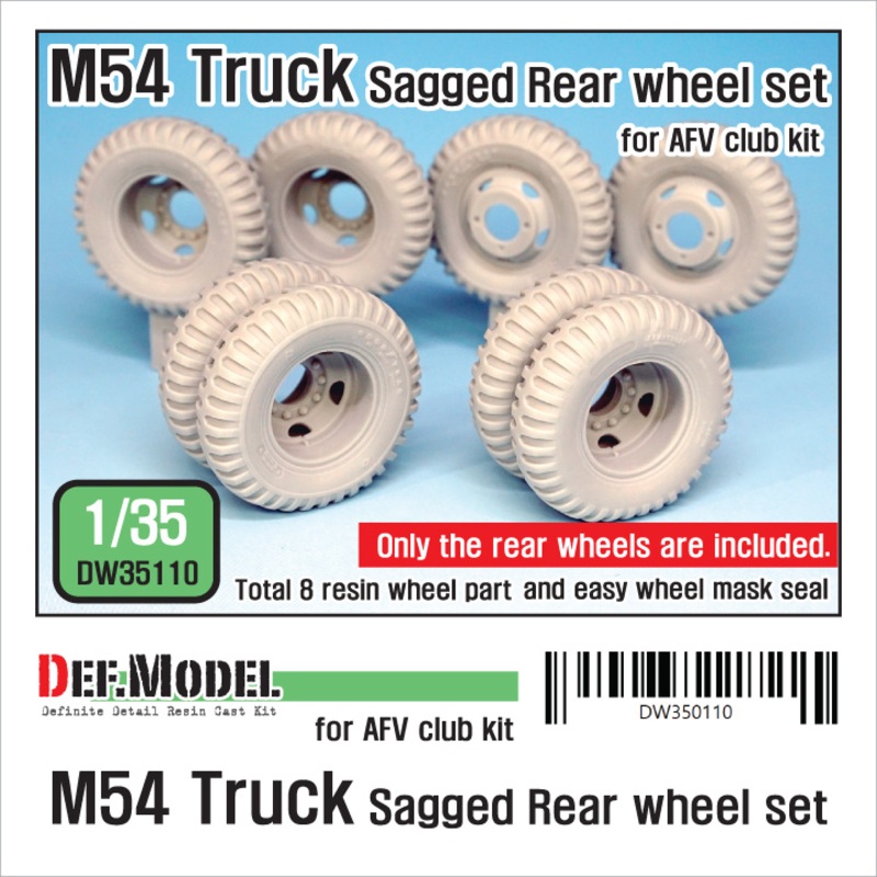 1/35 US M54A2 Cargo Truck Sagged Rear Wheel Set (for AFV club)