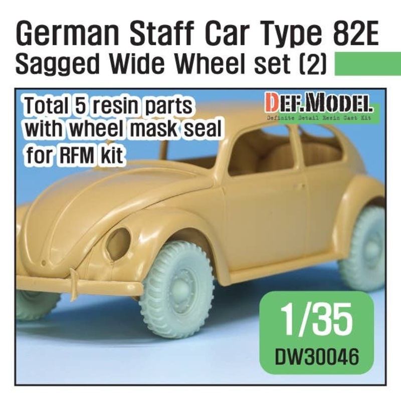 1/35 WWII German Staff Car Type 82E Sagged Wide Wheel Set (2) (for RFM)