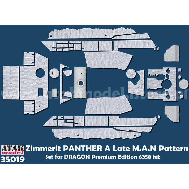 1/35 WWII Germany Panther Tank Type A (Late Type) Zimmerit Set for MAN (for Dragon 6358)