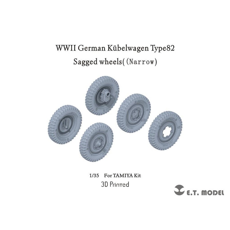 1/35 WWII Germany Self-weight Deformable Tire for Kubelwagen 82 type Narrow width type (for Tamiya)