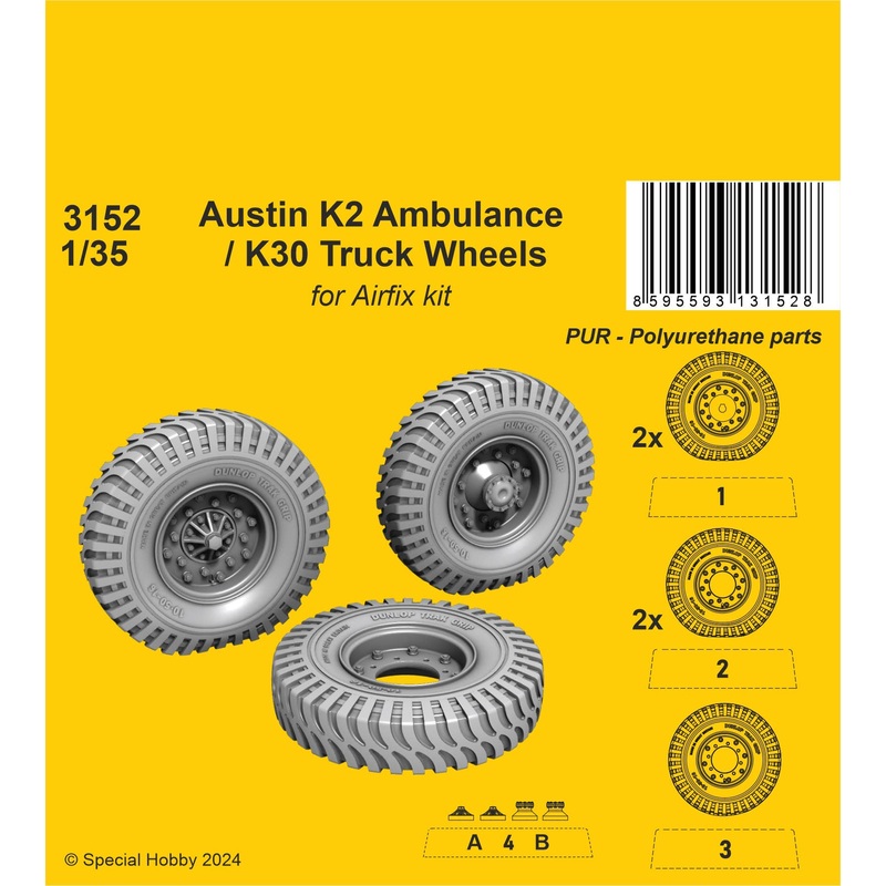 1/35 Austin K2 Ambulance / K30 Truck Wheels / for Airfix kits