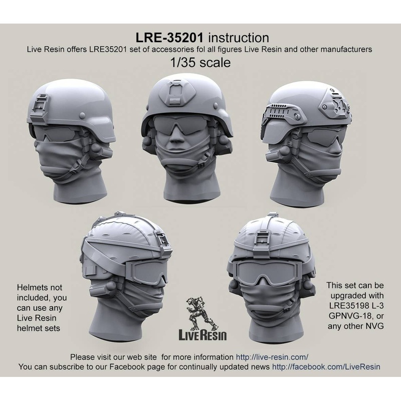 1/35 Head w/ Balaclavas and Headsets for MICH Helmet