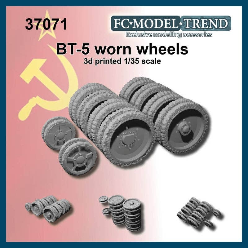 1/35 WWII Russian / Soviet BT-5 Tank Worn Wheel Set (1 Car)