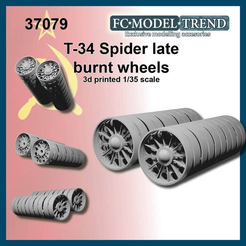 1/35 WWII Russian / Soviet T-34 Tank Burned-out Spider Type Late Wheel Set (1 Car)