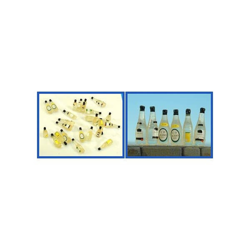 1/35 Assorted Wine Bottles Yellowish Clear w/Decals (25pcs)