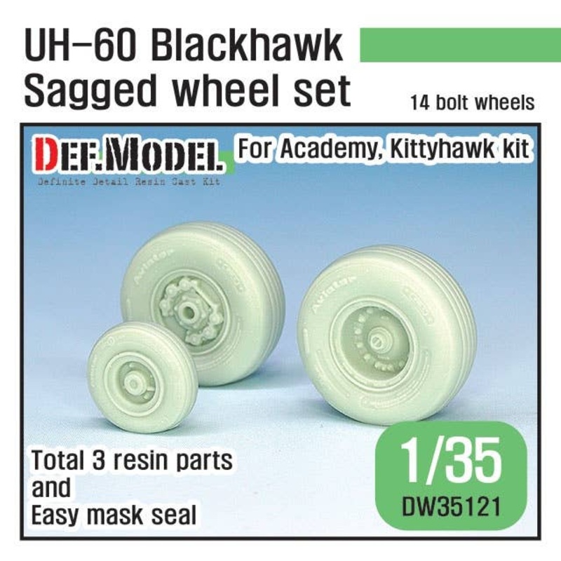 1/35 Current US Army UH-60 Black Hawk Self-Weight Deformation Tire Set (Academy / Kitty Hawk)