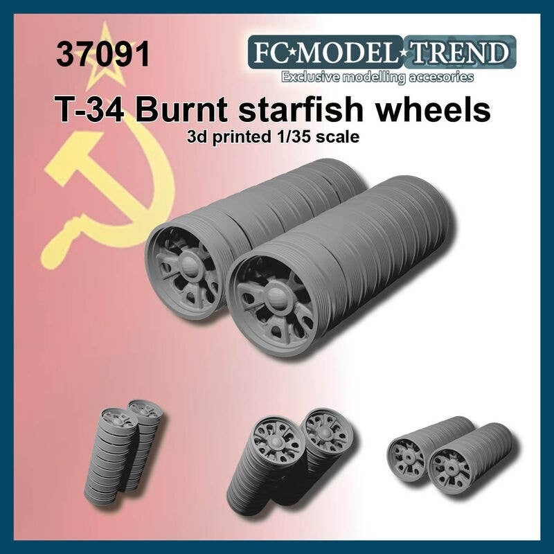 1/35 Current Use Russian/Soviet T-34 Tank Postwar Type Burned Out Starfish Type Wheel (for 1 Car)