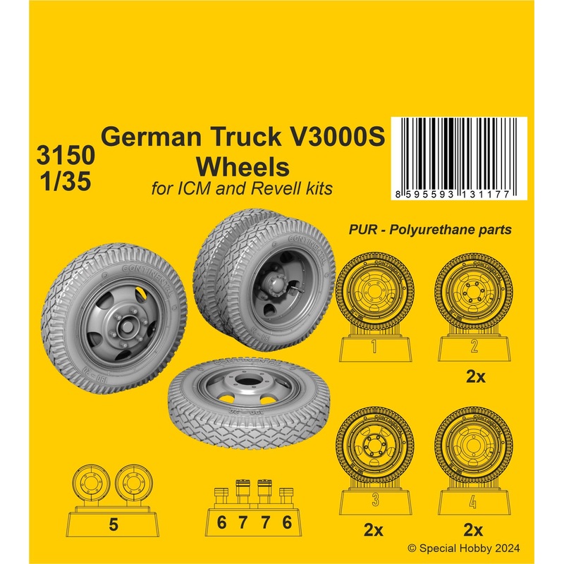 1/35 German Truck V3000S Wheels for ICM kits