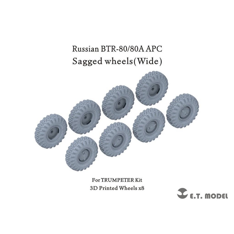 1/35 Modern Russian BTR-80 / 80A Armored Personnel Carrier Weight Deformable Tire (Wide Type for Trumpeter)