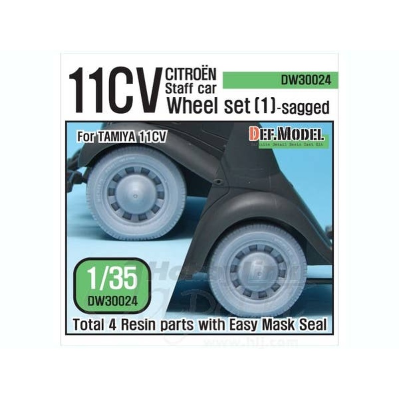 1/35 WWII 11CV Citroen Staff Car Sagged Wheel Set #1 (for Tamiya)
