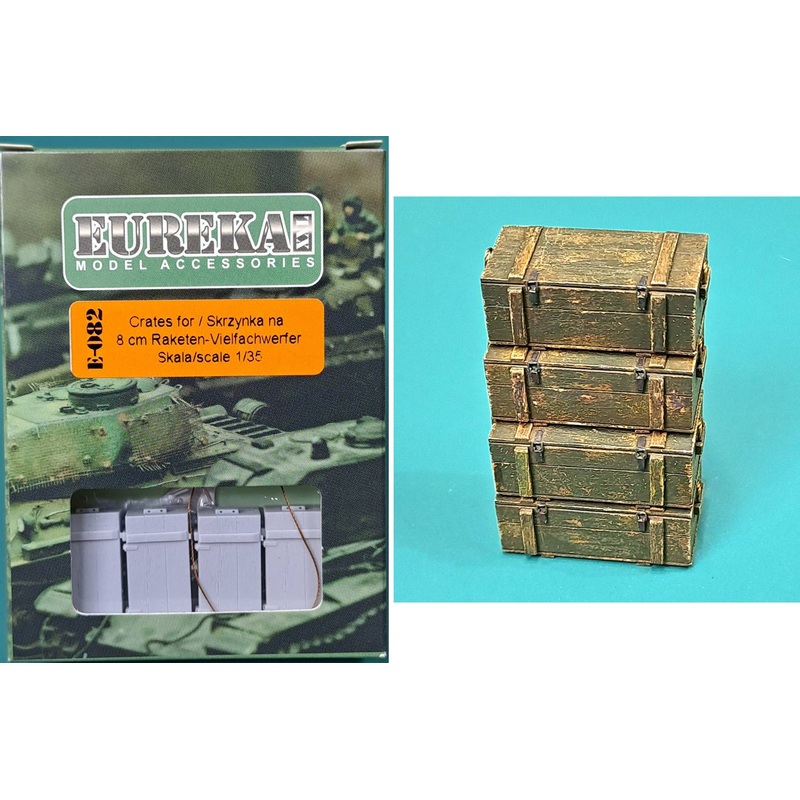 1/35 WWII German 8cm Rocket Bomb Set Of 8 Wooden Boxes (4 Pieces)
