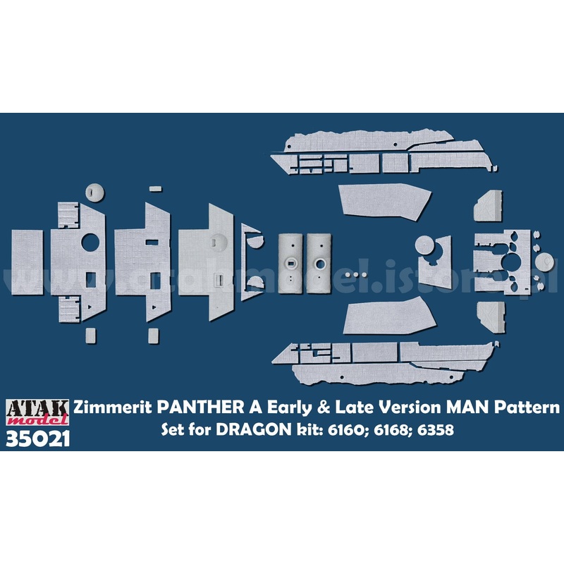 1/35 WWII Germany Panther Tank Type A (Early/Late) MAN Zimmerit Set (for Dragon 6160 / 6168 / 6358)