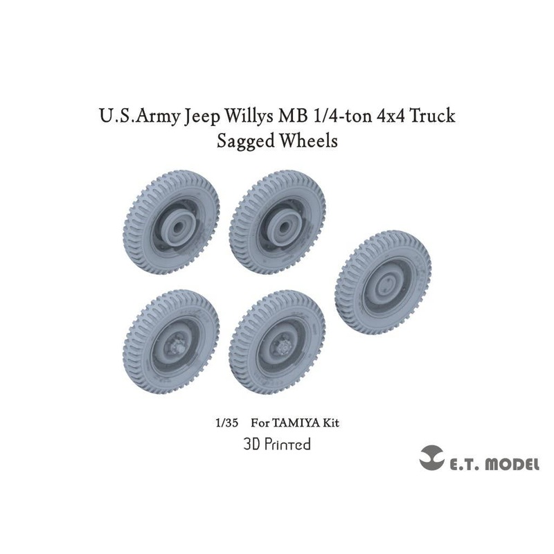 U.S.Army Jeep Willys MB 1/4-ton 4x4 Truck Sagged Wheels (For TAMIYA Kit)