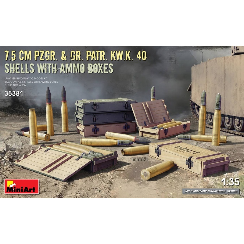 1/35 7.5cm Pzgr. & Kw.K. 40 Cannonball & Ammo Box Set