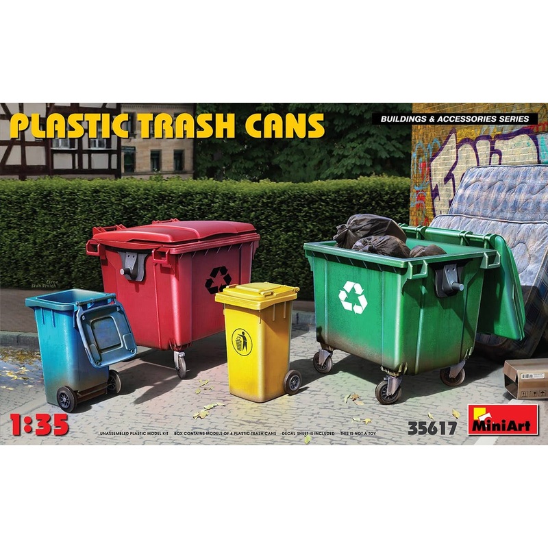 1/35 Plastic Trash Can Set: 4 Pieces
