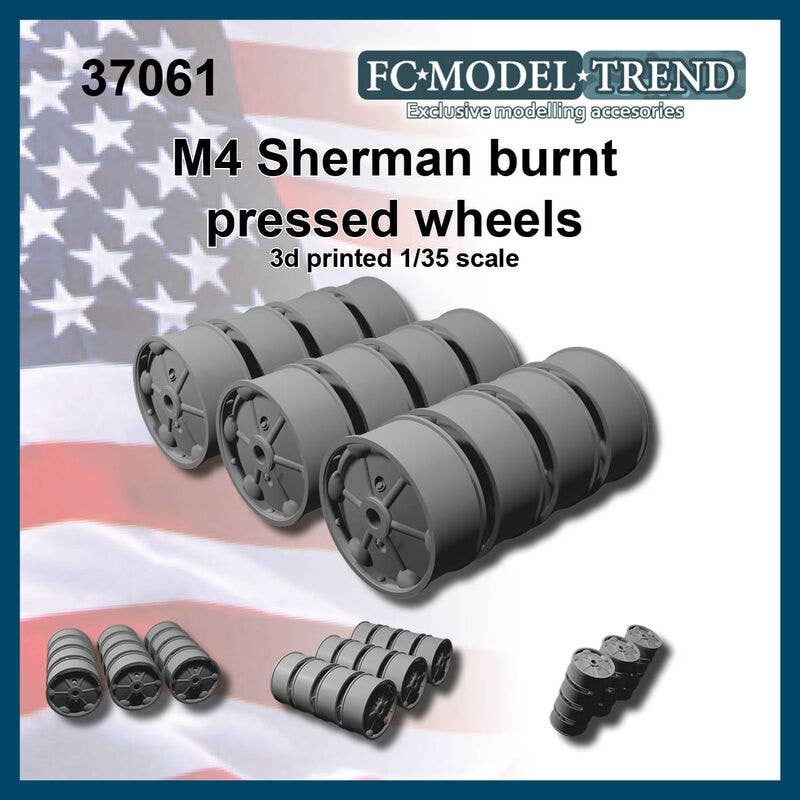 1/35 WWII American M4 Sherman Burnt Out Press Type Wheel Set (1 Car)