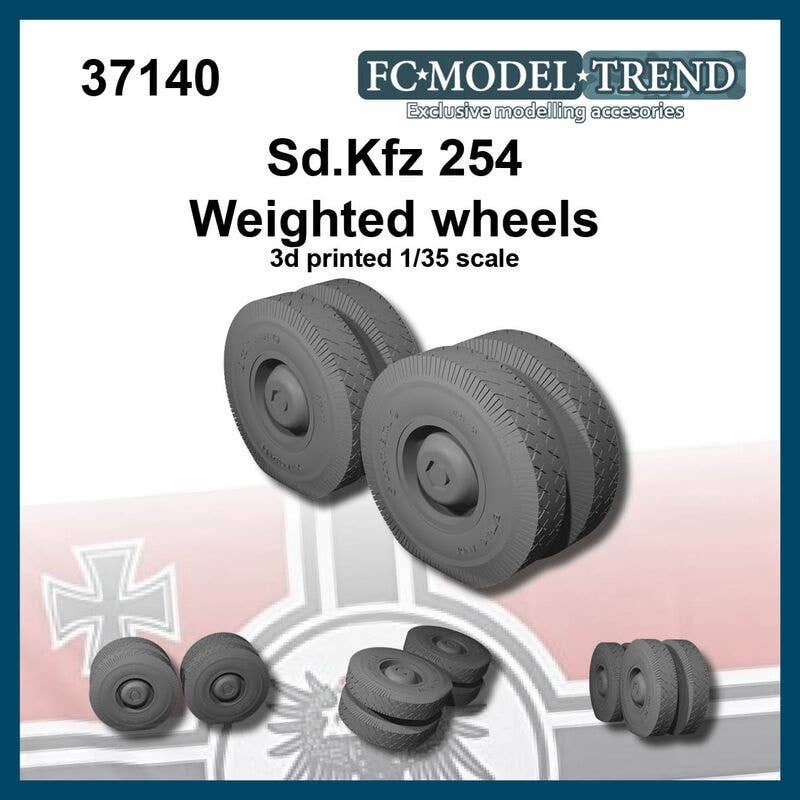 1/35 WWII German Sd.Kfz.254 Saurer RK-7 Wheeled Armored Car Self-weight Deformation Tire Wheel (4pcs)