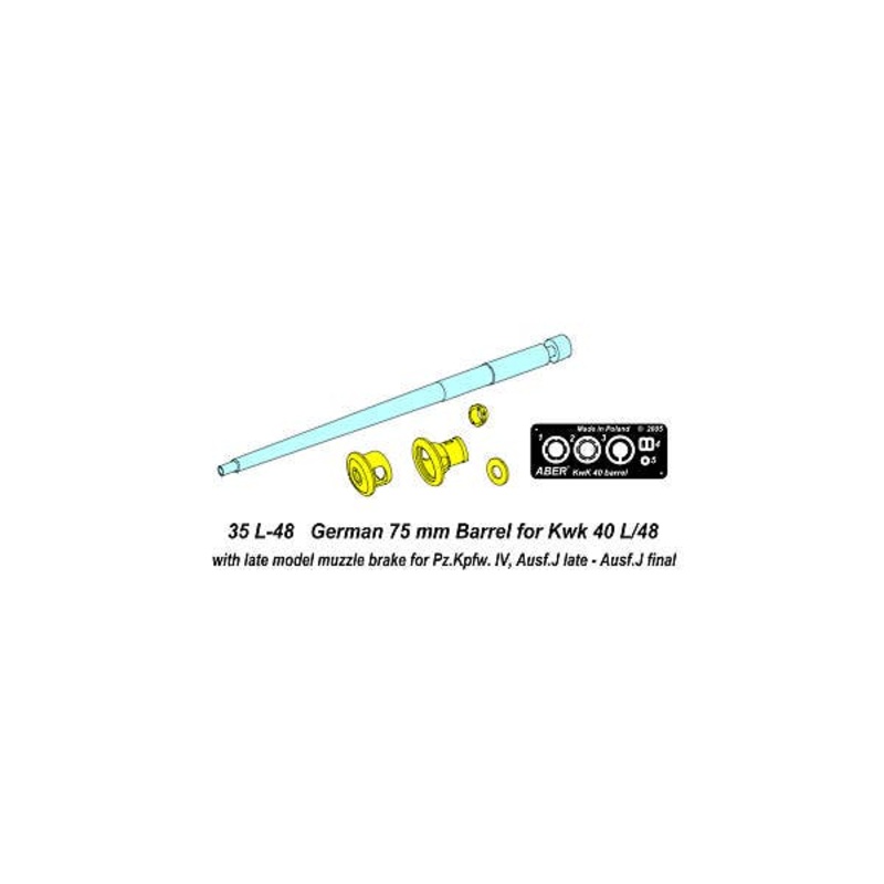 1/35 German 75mm Barrel for KwK 40L/48 with Late Model Muzzle Break