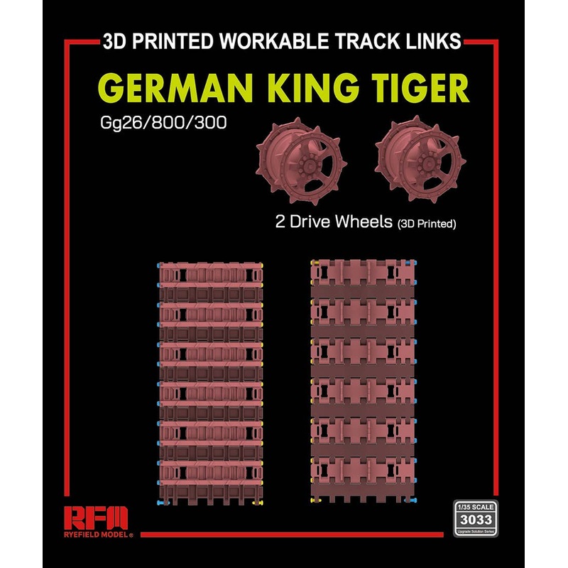 1/35 German King Tiger Series Gg26/800/300 Type Workable Tracks with Drive wheels (3D printed)