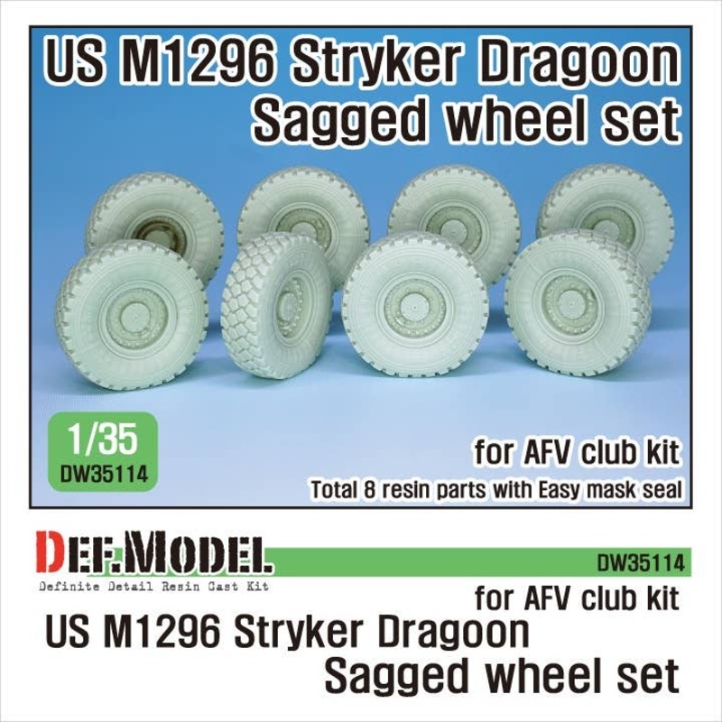 1/35 US M1296 Stryker Dragoon Sagged Wheel Set (for AFVclub)