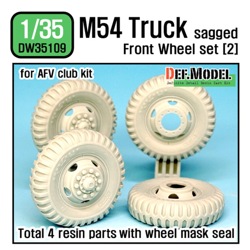 1/35 US M54A2 Cargo Truck Sagged Front Wheel Set #2 Military Type (for AFV Club)