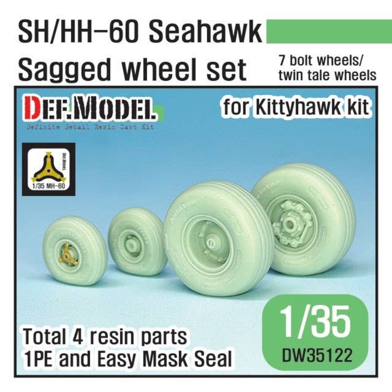 1/35 Current US Navy SH/MH-60 Seahawk Self-weight Deformed Tire Set (for Kitty Hawk)